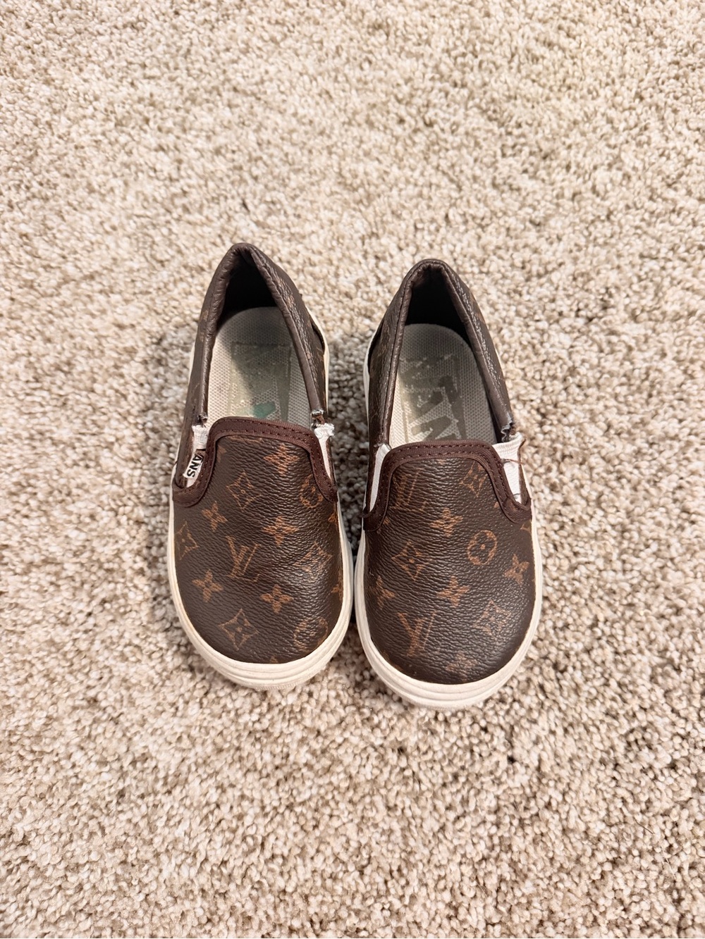 Vans Kids Brown Monogram Slip-On Sneakers